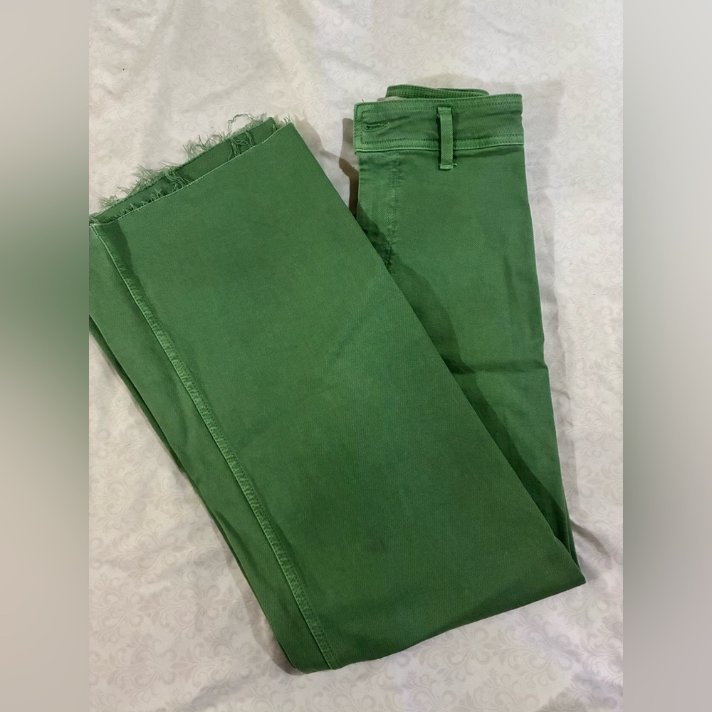 Zara Green Ankle Cropped Jeans